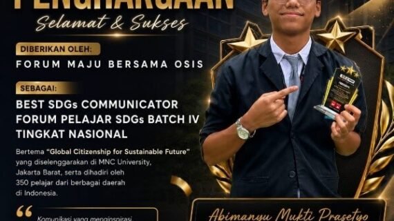 Siswa SMA Smart Cibinong Raih Penghargaan Best SDGs Communicator di Forum Pelajar SDGs Tingkat Nasional